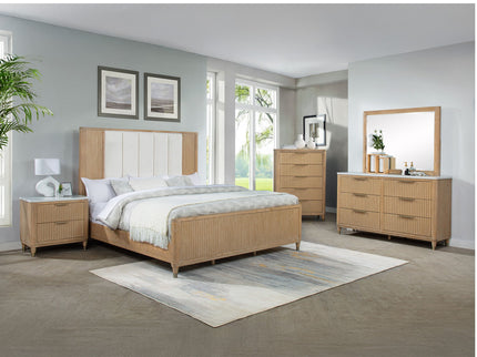 Tall Chest With Full Extension Glides And Accents, Storage Cabinet - Natural Wood