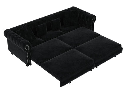 3 In 1 Convertible Sleeper Sofa Bed With Movable Ottoman