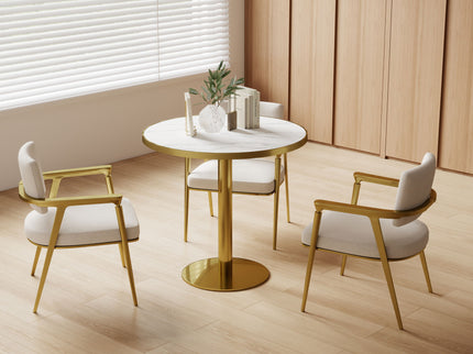 Round Bistro Table - Gold / White