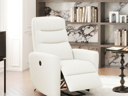 Bloomy - High Back Power Recliner Motion Chair - Chiffon White