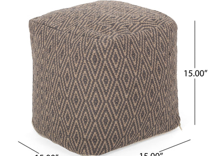 Amuleto - Hand Loomed Cotton Pouf - Dark Gray / Brown