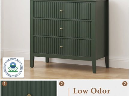 Fluted 3 Drawer Nightstand With Soft Close Slides