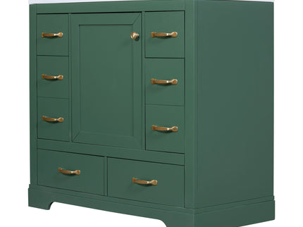 Modern Bathroom Vanity With Sink, 6 Drawers, Adjustable Shelf
