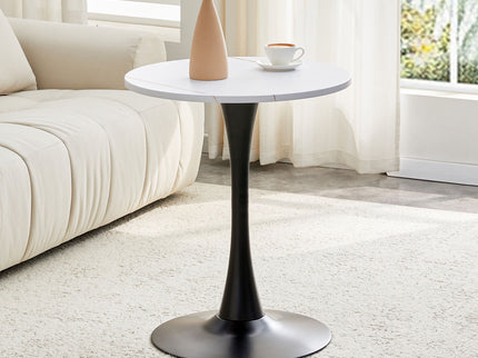 Round Dining Table With Thickened Engineered Wood Top And Metal Pedestal, 23.6" Diameter For Kitchen, Living Room, Small Spaces