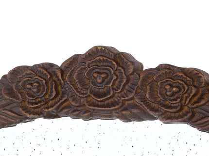 Round Hand Carved Rose Antique Mirror Frame, Wall Mirror For Live Space