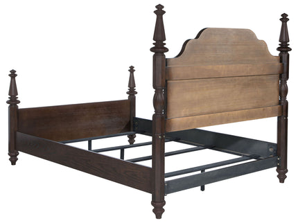 Berwick - 4 Poster Queen Bed With Serpentine Headboard - Dark Oak