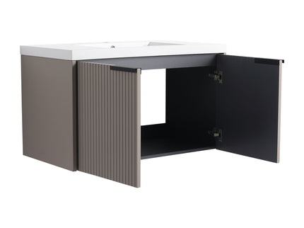 Contemporary Wall Mounted Bathroom Vanity With Resin Double Sink