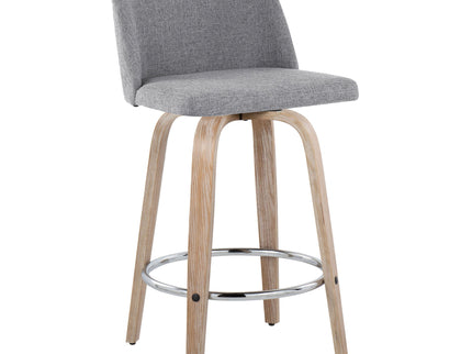 Toriano - Modern Design Fixed Height Counter Stool With Swivel With Round Footrest (Set of 2)