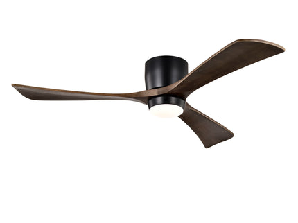 Flush Mount Blades Ceiling Fan With Lights Remote Control, Quiet DC Motor, 6 Speed, Reversible Ceiling Fan For Living Room - Matte Black
