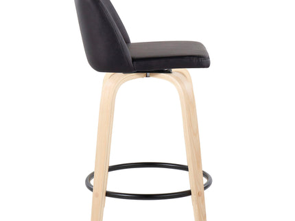 Toriano - Contemporary, Fixed Height Counter Stool With Swivel And Round Footrest (Set of 2)