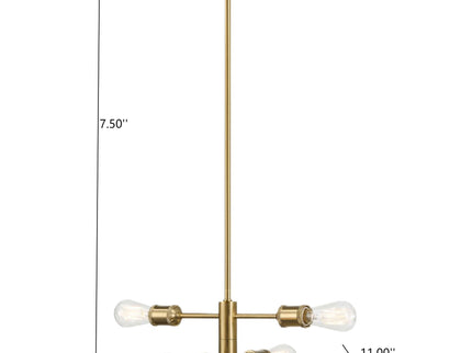 Trellis - 4 Lights Modern Gold Chandelier Vintage Pendant Fixture For Living Room - Clear / Gold