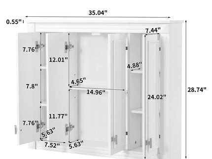 Wall Mounted Medicine Cabinet With Adjustable Shelf - White