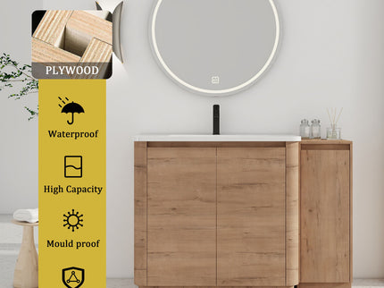 Freestanding Bathroom Vanity With Sink, 1 Small Storage Cabinet, Soft Close Door
