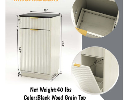 Tilt Out Trash Can Cabinet With Wave Textured Drawer & Pull Out Bin