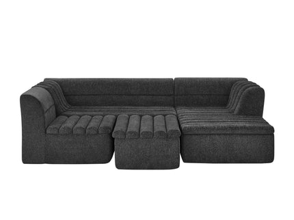 U-Shaped Modular Sectional Sofa With Chaise And Movable Ottoman With Wave-Shaped Armrest