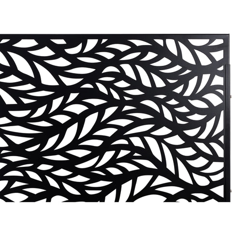 Outdoor & Indoor Privacy Screen Metal Privacy Screen, Freestanding Decorative Privacy Screen For Deck Balcony Patio - Black