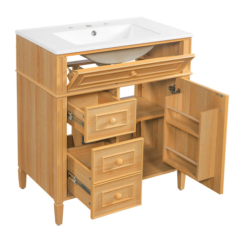 Bathroom Vanity With Flip Out Drawer, 2 Soft-Close Drawers