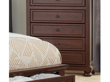 1 Piece Tall Chest, 5 Drawer Storage Bedroom Furniture - Brown / Cherry