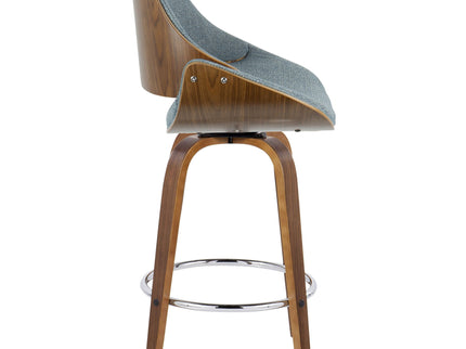 Fabrizzi - Mid Century Modern Fixed Height Counter Stool With Swivel With Round Footrest (Set of 2)