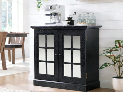 Sideboard Cabinet With Mirrored Doors, Adjustable Shelf, Metal Handles