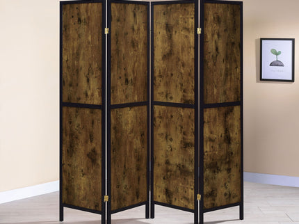 4 Panel Folding Screen, Space Divider - Brown