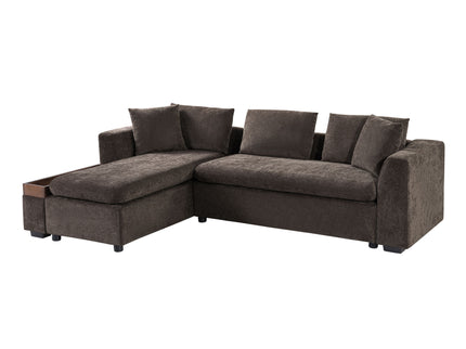 Modern L Shaped Sectional Sofa With Upholstery And Wooden Storage