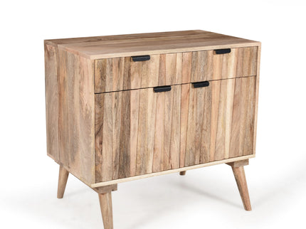 Stylish Style 2 Drawer 2 Door Cabinet, Mango Wood - Natural