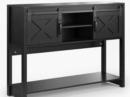 Farmhouse Entryway Table With Sliding Barn Door