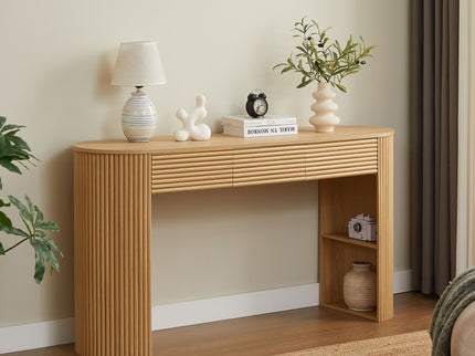 Retro Console Table With Storage, 3 Drawers