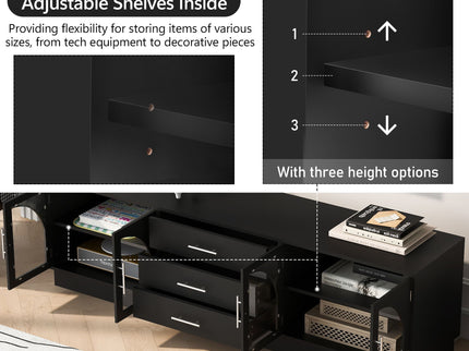 Modern Minimalist TV Stand, Entertainment Center Media Console Cabinet With Adjustable Shelves For Living Room