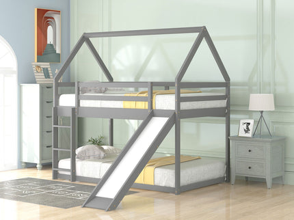 House Shape Bunk Bed With Slide And Ladder