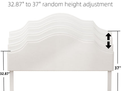 King Size, Upholstered Platform Bed Frame With Adjustable Headboard, No Box Spring Needed - White
