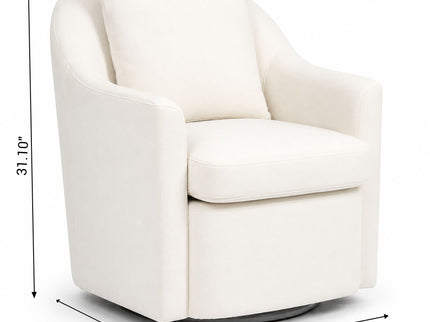 Upholstered Barrel Lounge Chair With Soft Cushioned Seat And Frame - White