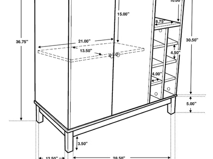Wine Cabinet With 2 Doors - Gray