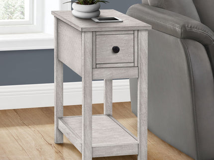 Accent End Table, 2 Tier, Narrow, Lamp, Storage Drawer, Charming Design