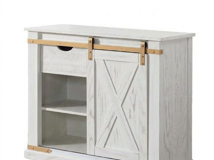 Console Table With Storage Drawer And Open Shelves - Antique White / Gold