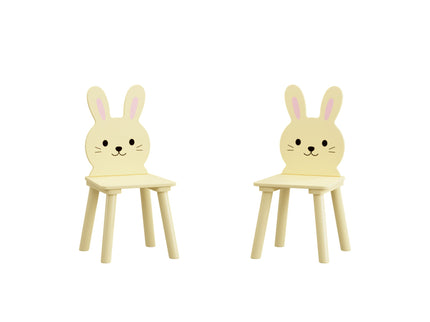 Table And Chair Set With 2 Bunny Chairs, Children's Activity Table For Toddlers, Cute Animal Design - Yellow