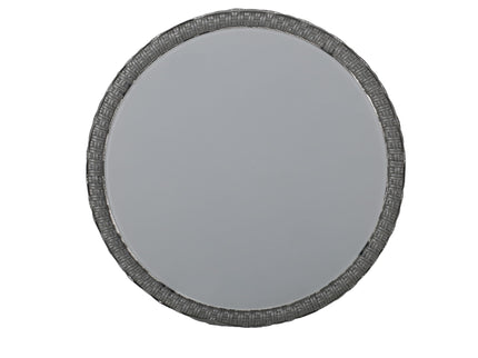 Achill - Outdoor Modern Boho Wicker Side Table With Glass Top - Gray