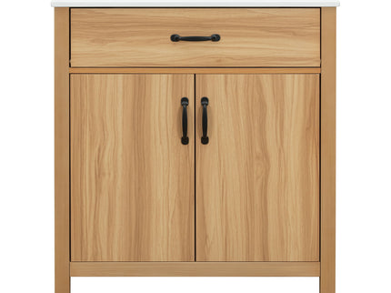 Bathroom Vanity With Flip Drawer, 2 Soft Close Doors, Adjustable Shelf And Ceramic Sink