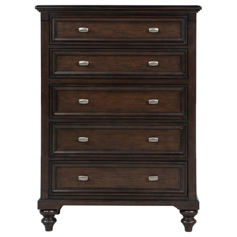 Berwick - 5 Drawer Chest With Felt Lined Top Drawers - Dark Oak