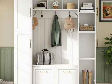 Hall Tree With 4 Side Cabinets