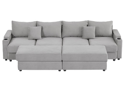 Modern Style Loveseat Sofa Sectional Sofa Couch With Storage Space, A Movable Ottoman, Two USB Ports, Two Cup Holders, A Phone Holder For Living Room