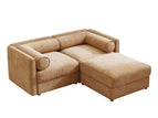Light Brown / 2 Pc. 2 Seater Sectional, Ottoman
