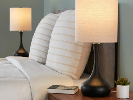 Genie - Contemporary Table Lamp (Set of 2) - Matte Black / Oatmeal