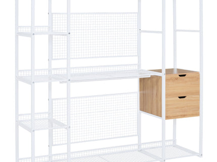 Open Style Wardrobe With Hanging Rails, Shelves And Drawers