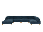 Blue / 2 Pc. Stationary Sectional, Ottoman