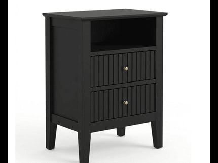 Fluted Nightstand With 2 Drawers