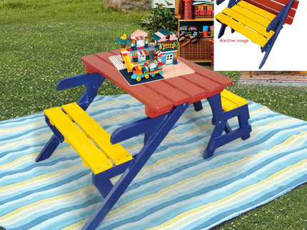 Kids Multi-Functional Arm Chair, Table With 2 Benches All-In-One Set