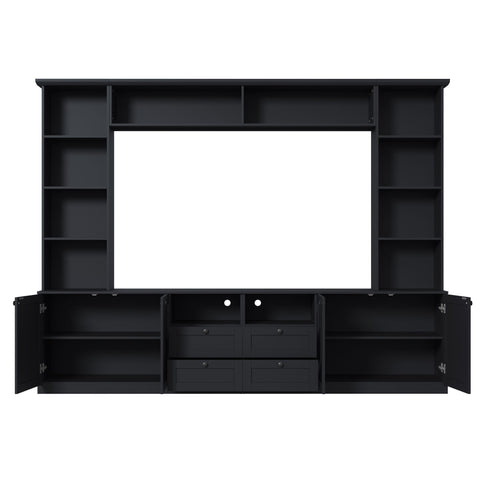 Farmhouse Elegant Entertainment Center Wall Unit With 4 Drawers