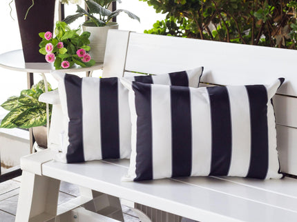 Horizon - Stripe Pillow Outdoor & Indoor - Black
